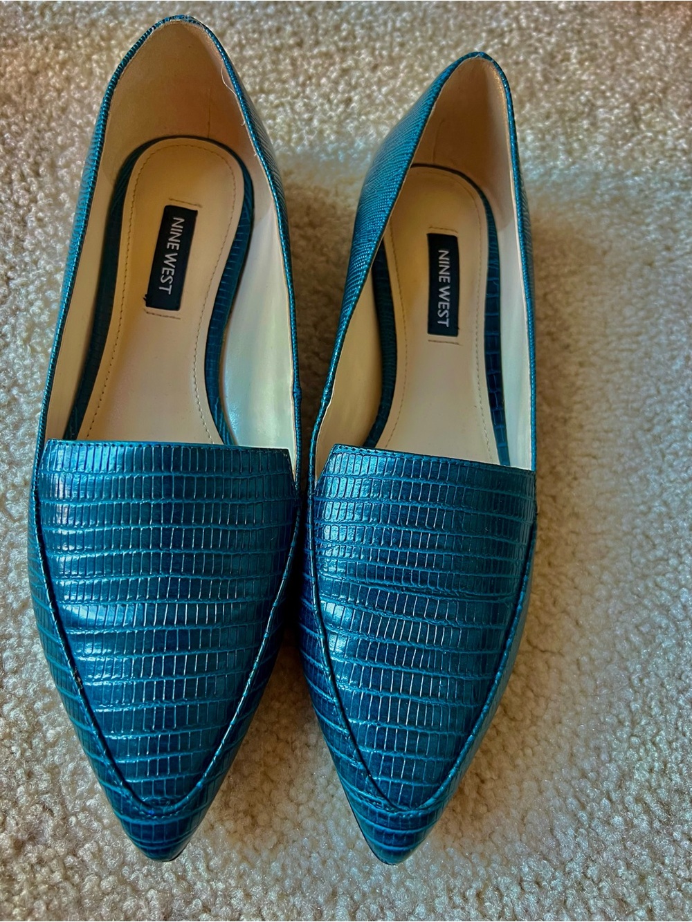 Nine West Teal Textured Flats